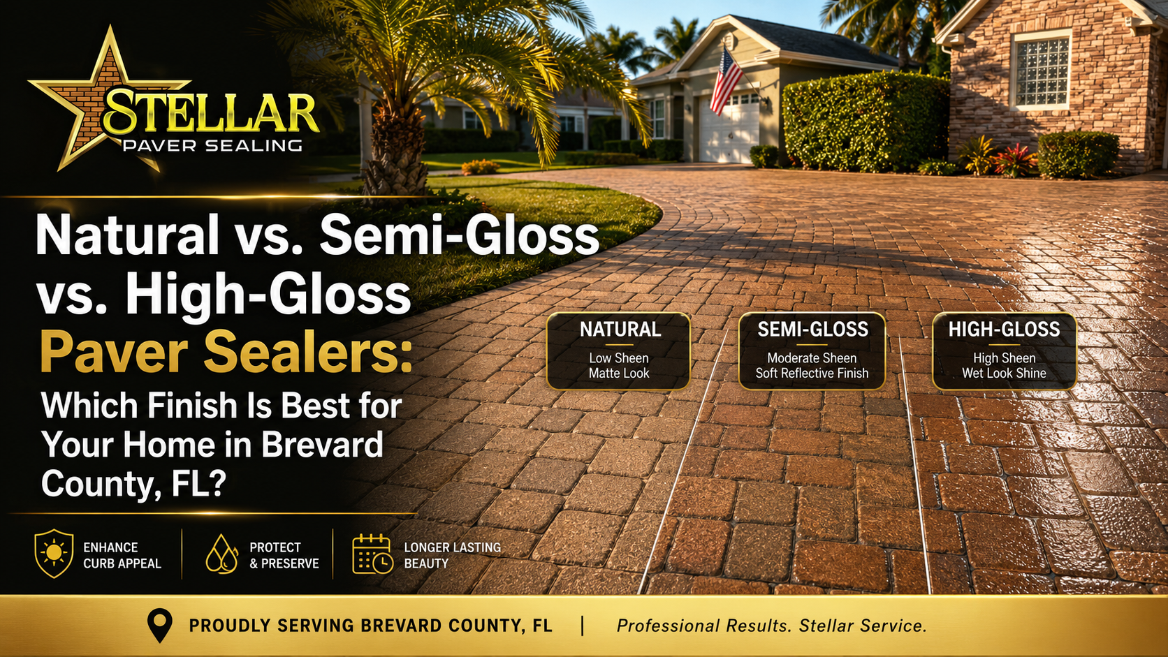 Natural vs. Semi-Gloss vs. High-Gloss Paver Sealers in Brevard County, FL